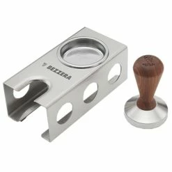 Knock Boxes Bezzera 5963175 Coffee Tamper With Wooden Handle, Station & Blind Filter