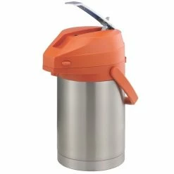 Airpots Service Ideas CTAL22OR Stainless Steel Lined Airpot With Lever, Orange Top 2.2 Liter