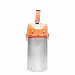 Airpots Service Ideas CTAL30OR Stainless Steel Lined Airpot With Lever, Orange Top, 3.0 Liter