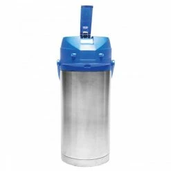 Airpots Service Ideas CTAL37BLU Stainless Steel Lined Airpot With Lever, Blue Top, 3.7 Liter