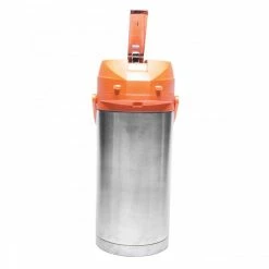 Airpots Service Ideas CTAL37OR Stainless Steel Lined Airpot With Lever, Orange Top 3.7 Liter