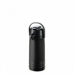 Airpots Service Ideas ECAL22PBLMAT Eco-Air Ribbed Black Plastic Glass Lined Vacuum Lever Lid Airpot 2.2 Liter