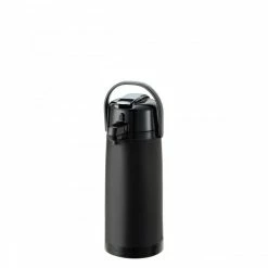 Airpots Service Ideas ECAL22SBPBLMAT Eco-Air Smooth Black Matte Plastic Glass Lined Vacuum Lever Lid Airpot 2.2 Liter