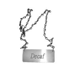 Beverage Tags Service Ideas IDCHDE ID Chain "Decaf" For Airpot Cover-Ups, Chrome
