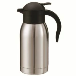 Coffee Decanters And Coffee Servers Service Ideas SJ10SS SteelVac Stainless Slim Carafe With Push Button Lid, 1 Liter