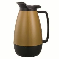 Beverage Servers Service Ideas TS101KB Thermo-Serv Gold / Black Flip Top Server, 1 Liter