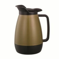 Beverage Servers Service Ideas TS501KB Thermo-Serv Gold / Black Flip Top Server 0.6 Liter